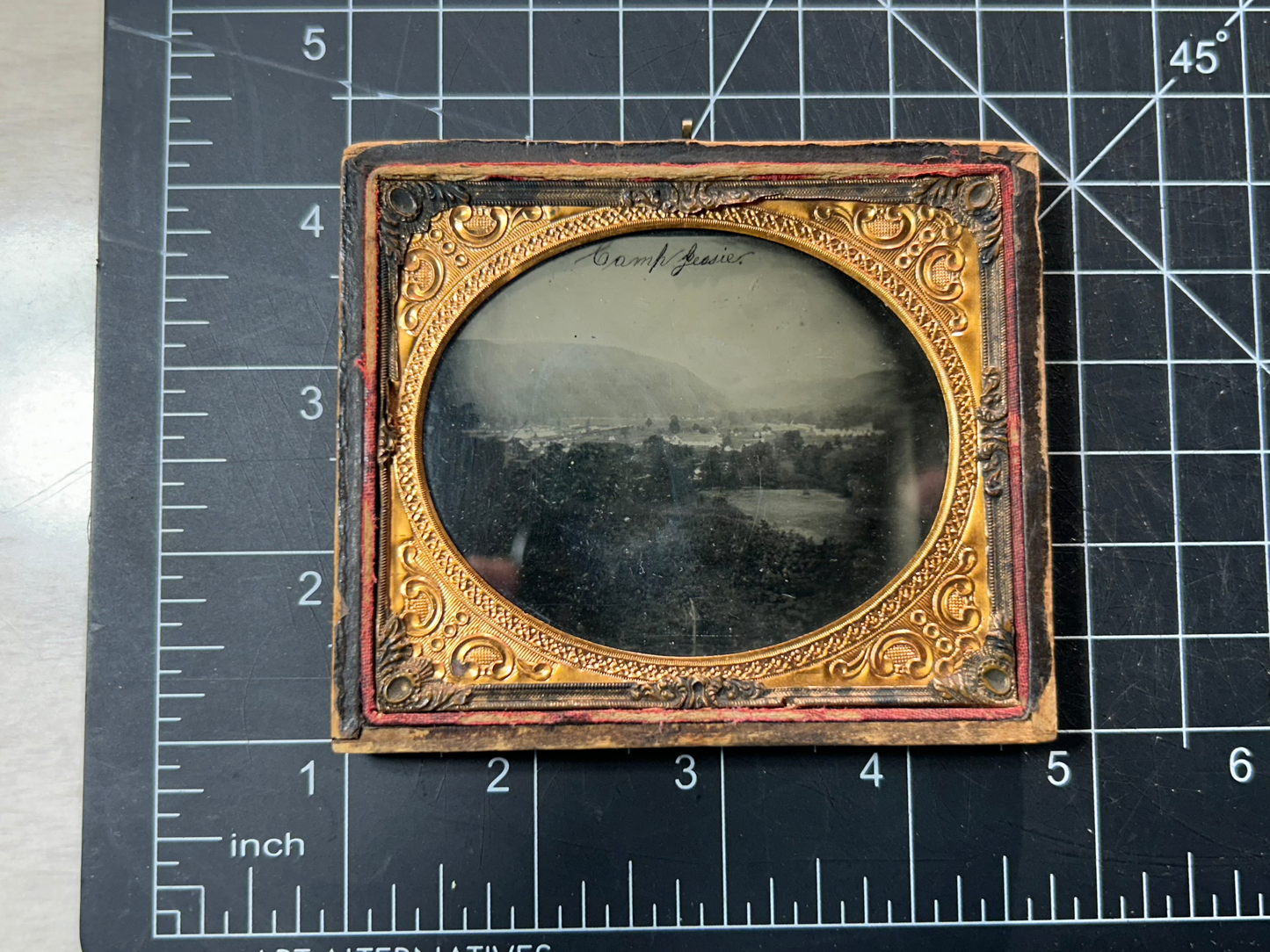Rare Civil War Sixth Plate TinType Photo of Camp Jessie with Partial Case