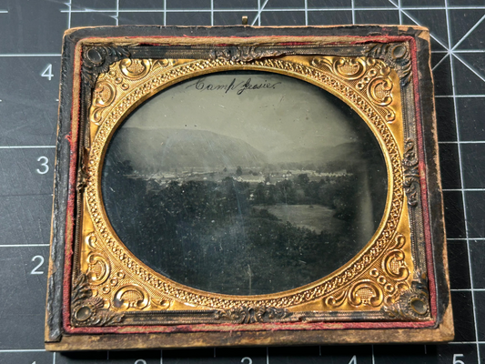 Rare Civil War Sixth Plate TinType Photo of Camp Jessie with Partial Case