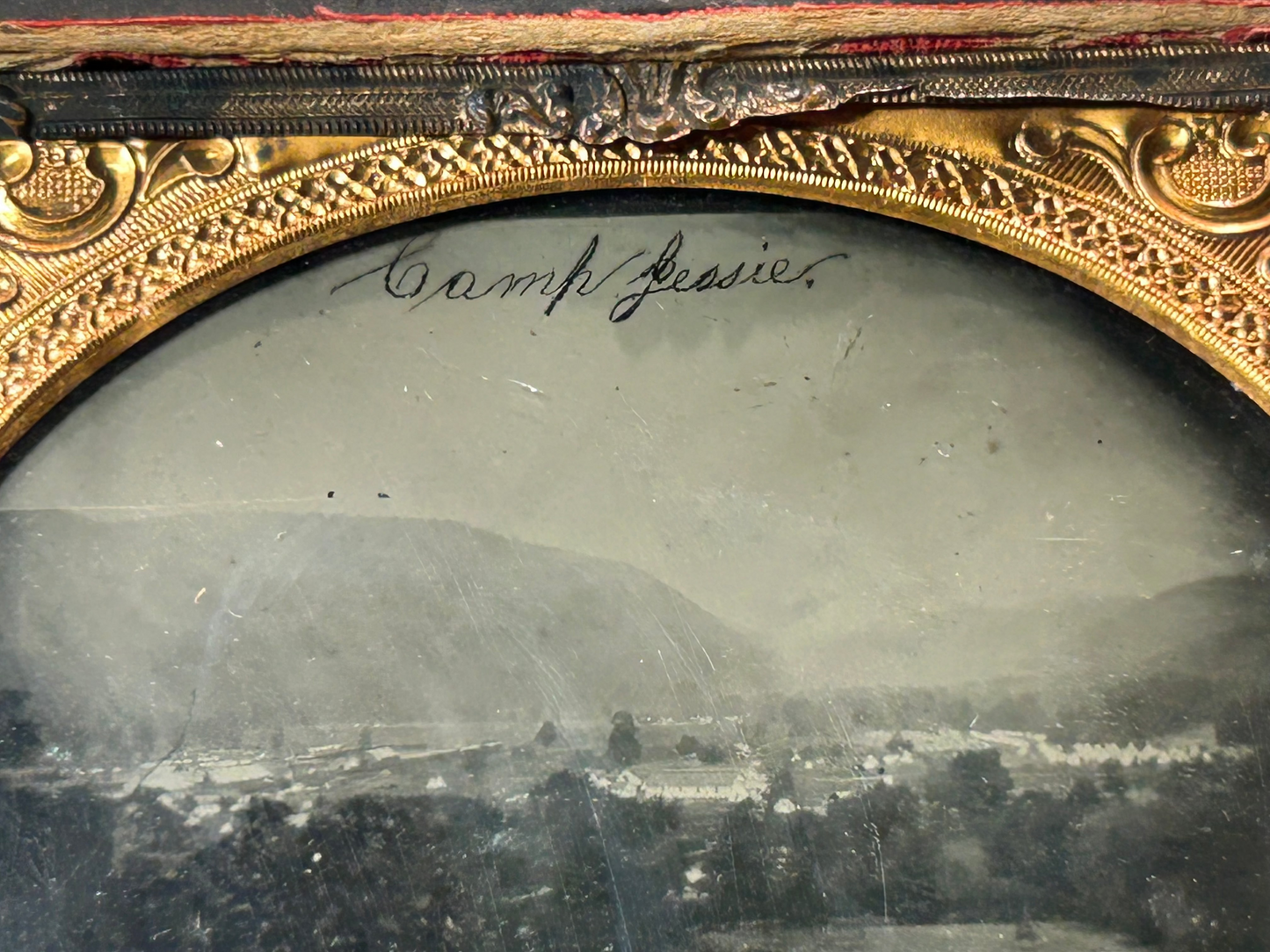 Rare Civil War Sixth Plate TinType Photo of Camp Jessie with Partial Case
