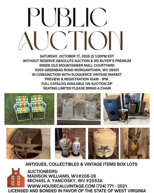 Public Auction @ Eloquence Vintage Market 10/17 @ 1PM